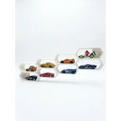 MerilnaTehnika Stenska polica/vitrina Hexagon (Honeycomb) za avtomobilčke Hot Wheels (1:64) ČRNA