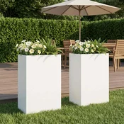 vidaXL Vrtni lonček 2 kos Bela 50 x 30 x 75 cm Mlinjeni jeklo