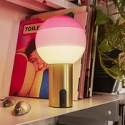MARSET Akku-Tischlampe Dipping Light, roza/medenina, dim. - Dnevna soba/jedilnica - Dizajn - roza, brušeni medenina - Steklo