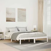 shumee vidaXL Zelo dolga postelja brez vzmetnice, bela, 140x210 cm, borov les