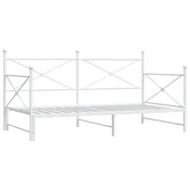 Vidaxl Dnevna postelja s skrinjo brez ležišča Bela 107x203 cm Jeklo