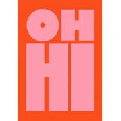 PLAKAT OH HI roza in rdeč napis v retro pop art slogu 30x40 cm