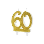 shumee Rojstnodnevna sveča PartyDeco številka 60 zlata 7,5 cm