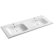 ARECA Cultured Marble Double Washbasin 141x51,5cm, white - Bela - 141x13,6x51,5 cm - Sapho - 24 - Liti marmor - Pravokotnik - 1410 - 136 - 515 - 14