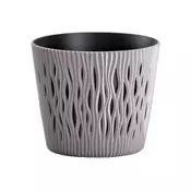 Prosperplast Prevleka za cvetlični lonec SANDY 2v1 plastična mat d23x19cm, siva