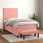 Box spring krevet s madracem ružicasti 80 x 200 cm baršunasti