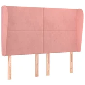 Vidaxl Vzglavje z ušesi roza 147x23x118/128 cm žamet