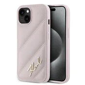 slomart Etui Karl Lagerfeld Diagonal Quilted Script za iPhone 14/15/13 - roza