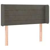 Vidaxl Vzglavje z ušesi temno sivo 103x16x78/88 cm žamet