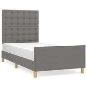 Vidaxl Posteljni okvir brez vzmetnice temno siv 100x200 cm blago