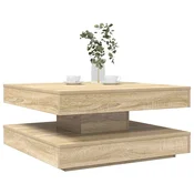 vidaXL Klubska mizica, vrtljiva za 360 stopinj, hrast sonoma, 70x70x34,5 cm