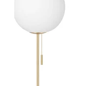 Globen Lighting Stojna svetilka Torrano, rjava, višina 145 cm - Dnevna soba/jedilnica - Dizajn - rjava marmorirana, bela, brušena medenina - Steklo