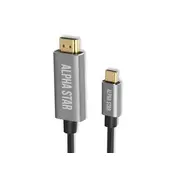 Alpha star USB kabl TIP-C (muški) na HDMI 4K (muški)/dužina 1,8m/blister ( TIP- C na HDMI 4K 1,8m )