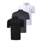 TRIPLE SET T8586 DEWBERRY MENS T-SHIRT-BLACK-WHITE-ANTHRACITE
