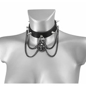 Ovratnica Choker BAPHOMET RED CRYSTAL LEATHER CHOKER - LSF9 53