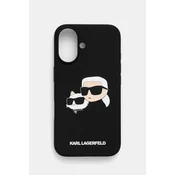 Karl Lagerfeld Originalen ovitek iPhone 16 - IML NFT Heads - črn silikonska zaščita MagSafe - KLHMP16SSKCHPPLK