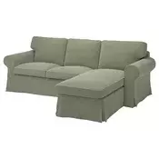 EKTORP Sofa trosed s lenjivcem, Hakebo sivozelena