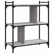 Regal za knjige s 3 razine siva boja hrasta 76x32x88 cm drveni