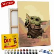 shumee Slika po številkah z okvirjem Baby Yoda Vojna zvezd 50x70 cm