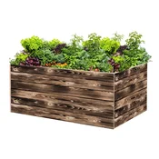 ATMOWOOD Lesena visoka greda 140 x 80 x 60 cm - ožgana