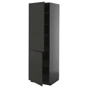 METOD Visoki element s policama/2 vrata, Crnosiva/Nickebo boja antracita, mat, 60x60x200 cm