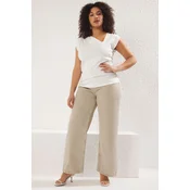 Trendyol Curve Ecru Asymmetric Collar Knitted Plus Size Blouse