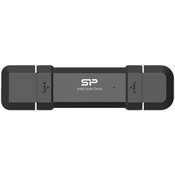 Silicon Power 500GB DS72 Dual USB-CUSB 3.2 Gen 2, Portable External SSD, Steam Deck and iPhone 15 Pro, RW: up to 1050MBs; 850MBs, Black ( S