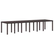 Vidaxl Vrtna miza Rjava 350 x 100 x 74 cm poli ratan