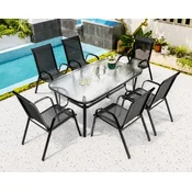 Garden sto sa 6 stolica set - kaljeno staklo