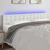 Vidaxl vidaXL Vzglavje postelje z LED diodo belo 200x5x78/88 cm umetno usnje