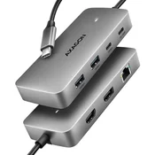 AXAGON HMC-CUB83X2 USB-C Hub, 7in1-Dockingstation, Dual 4K, 10Gbps - Grau-HMC-CUB83X2