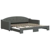 Vidaxl Izvlečna dnevna postelja temno siva 100x200 cm blago