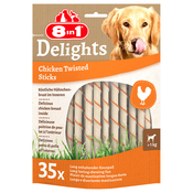 8 in 1 Delights Twisted Sticks za male pse piletina - 70 komada
