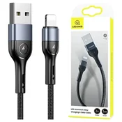 USAMS Usams U55 2A pleteni kabel Lightning črno/črno 1m SJ448USB01 (US-SJ448)