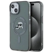 slomart Karl Lagerfeld KLHMP15SHLSKCK iPhone 15 6.1 črn/black trda torbica IML Metal Karl&Choupette Head MagSafe
