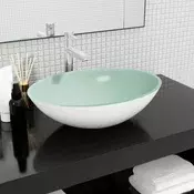 Vidaxl vidaXL Stekleni umivalnik 50x37x14 cm bel