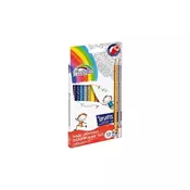 Fiorello Škola Drvene Bojice Trouglaste Super Soft 12 Boja + 2 Gratis - 601