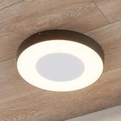 Lucande LED zunanja stropna svetilka Sora, okrogla, senzor, IP54 - Sodobni - bel, temno siv - Kovina