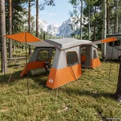 vidaXL 3 oseba Siva in oranžna 185T poliester s PU premazom