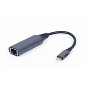 GEMBIRD A-USB3C-LAN-01 USB-C to Gigabit Ethernet Adapter, Cable 0.15m, Space Grey