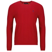 Polo Ralph Lauren  PULL COL ROND EN MAILLE TORSADEE LAINE CACHEMIRE  Rdeča