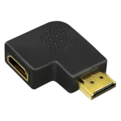 HDMI adapter, A/M na A/F, kot 90°, raven, 4K/30 Hz, črne barve