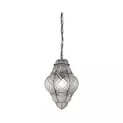 SIRU - Luster na lancu CLASSIC 1xE27/60W/230V prečnik 30 cm prozirno/crno venecijansko staklo
