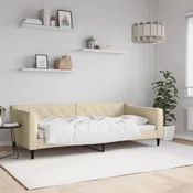 shumee vidaXL Kavč z ležiščem, kremne barve, 90x200 cm, oblazinjenje iz blaga