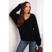 Kesi Włoski Womens sweater made of soft knit with a V-neck black