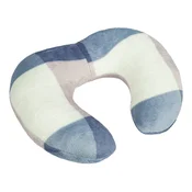 Potovalni vzglavnik podkva - 30x35 cm - Modra kocka, siva