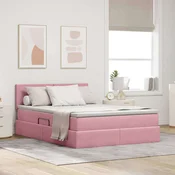 Krevet s od storage s madracem Ružicasta 140 x 190 cm Baršun