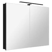 GRETA mirror cabinet incl. LED light, 101x70x14cm, black matt - Črna - 101x70x14 cm - Sapho - GRETA - 24 - MDF/laminat - 1010 - 700 - 140 - IP44 - 568 - 8 - LED - 14