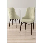 Hanah Home set trpezarijskih stolica Neta 8 kom, krem tkanina Babyface, drvene noge boje oraha