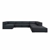 Temno modra usnjena kotna sedežna garnitura (desni kot) Madame – Windsor & Co Sofas